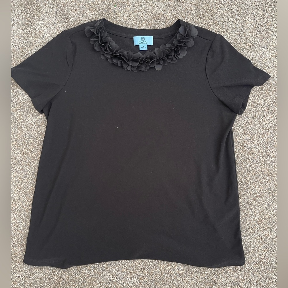 Cece black flower blouse